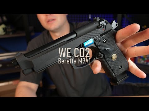 Видео: Страйкбольный пистолет WE Beretta M9A1 Rail Black, CO2 WE M008 CO2