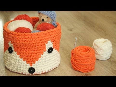 Видео: КОРЗИНКА "ЛИСИЧКА" ИЗ ТРИКОТАЖНОЙ ПРЯЖИ. КРУГЛАЯ КОРЗИНКА. ВЯЗАНИЕ КРЮЧКОМ