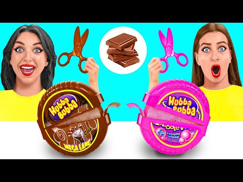 Видео: Жевательная Резинка vs Шоколадная Еда Челлендж | Удивительные Лайфхаки и Хитрости от Choco DO