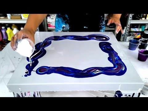 Видео: Мой новый фаворит! - Радужный синий/черный - Техника окна - Акриловая краска + вода