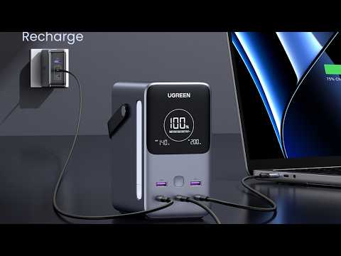 Видео: Мобильный аккумулятор Power Bank, 48000mAh, DigitalDisplay, 300W, серый, PB770 (25286) UGREEN #тест