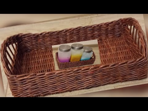 Видео: МК. Прямоугольный поднос из бумажной лозы. #50