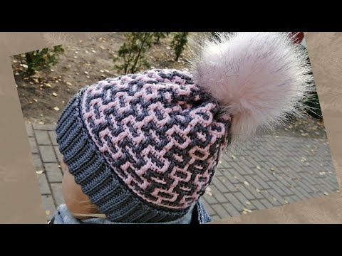 Видео: Модная шапочка крючком. Мозаика по кругу, подробный мастер класс