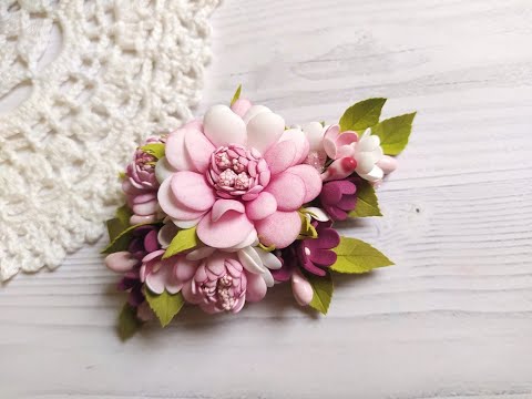 Видео: КРАСИВАЯ заколка с цветами из ФОАМИРАНА  🌿🌷
