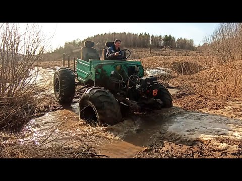 Видео: Самодельный вездеход на больших колёсах