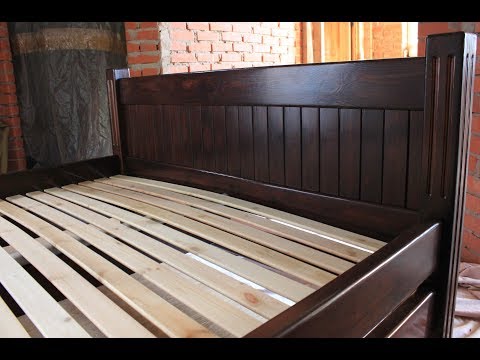 Видео: Кровать с вертикальной спинкой ч.1. Массив, дерево. Wooden bed.