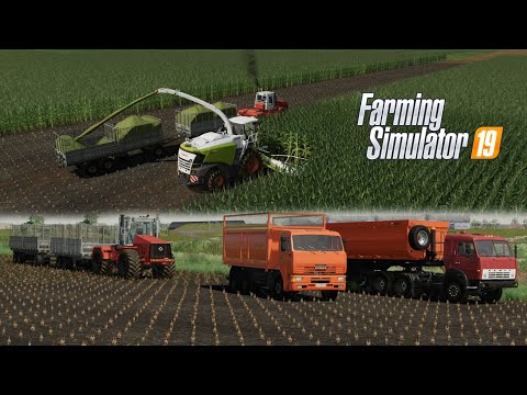 Видео: FS19 Timelapse #51 Заготовка силоса, Новгородовка, Кировец, Камазы, Claas Jaguar, John Deere