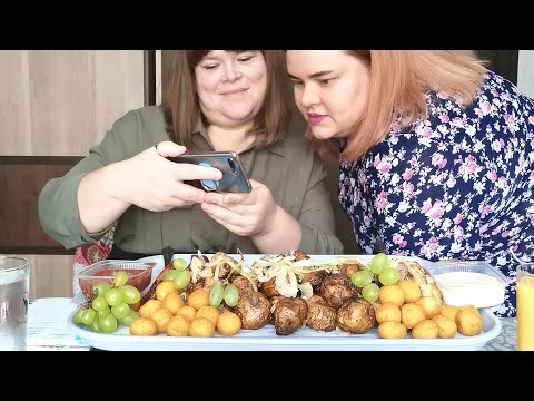 Видео: Mukbang/Barbeque and brain-ring laughing/Шашлык и много смеха/