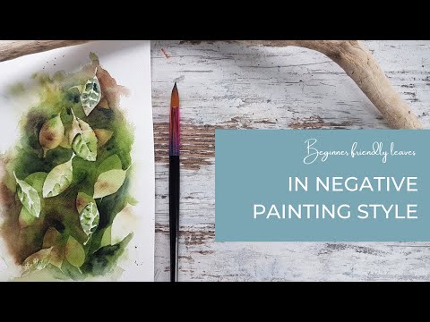 Видео: Акварельные листья для начинающих, нарисованные в негативной технике