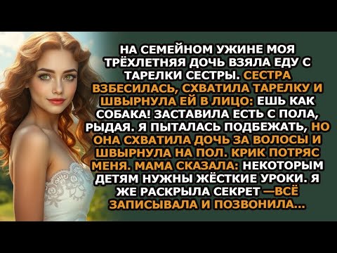 Видео: На семейном ужине моя трёхлетняя дочь вдруг начала есть с тарелки моей сестры, и когда моя сестр