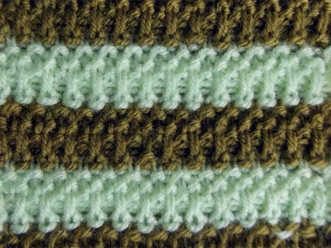 Видео: Цветной узор с вытянутыми петлями