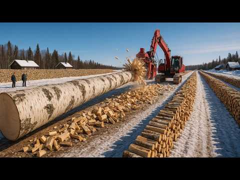 Видео: Самая большая в мире мобильная лесопилка против гигантских бревен из твердых пород древесины. Пол...