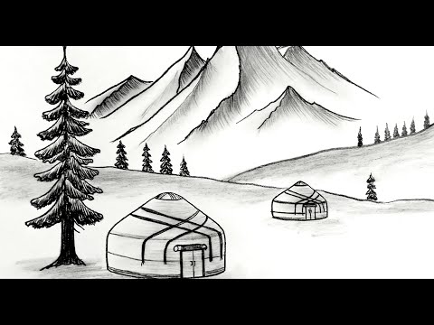 Видео: киіз үйді қалай  салады \как нарисовать юрту\how to draw a yurt\