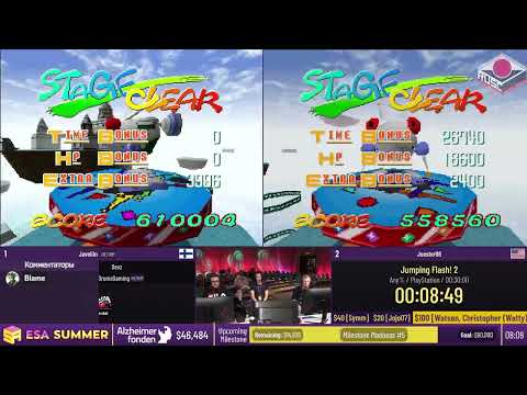 Видео: [RU] Jumping Flash! 2 [гонка, Any%] - @Javeliin vs @Joester98 #ESASummer2023