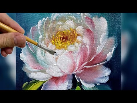 Видео: РОЗОВЫЙ И БЕЛЫЙ ПИОН / КАРТИНА ШАГ ЗА ШАГОМ / ГАРМОНИЯ ЦВЕТА