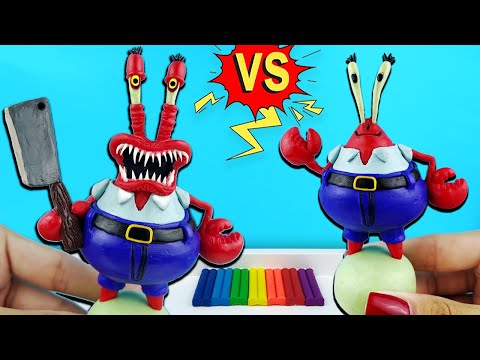 Видео: МИСТЕР КРАБС и Страшный KRABS.ЕХЕ из мульта ГУБКА БОБ. Лепим фигурки Спанч из пластилина с Лепка ОК