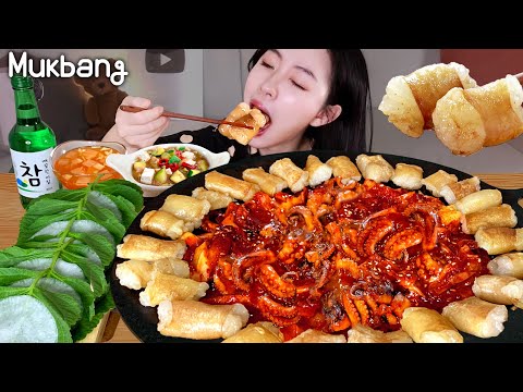 Видео: Фантастическая комбинация!💛 Гриль говядины кишечника + пряные губные осьминогары едят ASMR MUKBANG