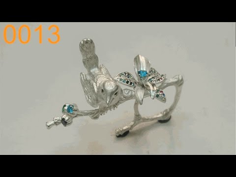 Видео: Ювелирка 0013 - Женское кольцо с птичкой из серебра