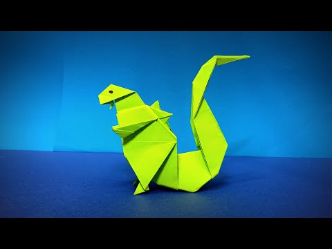Видео: Как сделать Годзиллу из бумаги | Оригами Годзилла | Оригами Динозавр