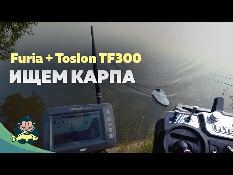 Видео: Ловля карпа на дикаре, поиск рыбы с эхолотом Toslon TF300. Завоз зиг-риг корабликом Furia.