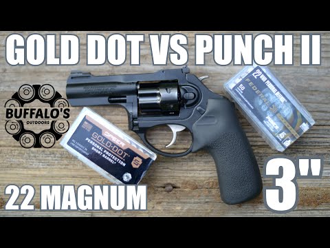 Видео: 22 патрона Magnum для самообороны — PUNCH против GOLD DOT II ~ ствол 3 дюйма
