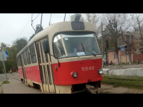 Видео: Киевский трамвай TatraT3 бортовой номер 5848 маршрут номер 17 обратно запись полного маршрута.