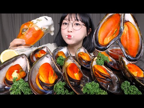 Видео: Гигантские натуральные красные мидии размером с ладонь ft. сливочный соус🦪Mukbang ASMR