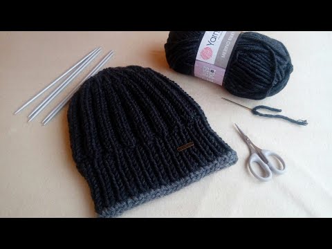 Видео: Мужская шапка спицами. Макушка просто и быстро:))
