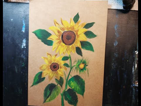 Видео: Простая роспись подсолнухов акрилом 🌼🌼🎨