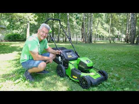 Видео: Газонокосилка Greenworks GD40LM46HP 40V 2514407 (46 см) бесщеточная аккумуляторная