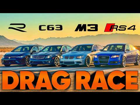 Видео: Golf R 2025, E90 M3, B7 RS4 и C63 AMG (W204) Peak Sport Sedan — Cammisa Ultimate Drag Race Replay