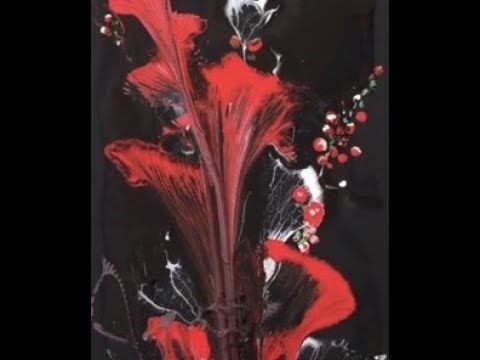 Видео: Painting the flowers with chain and string. Рисуем Абстрактные цветы веревкой и цепью. Акрил.