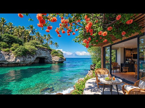 Видео: 🌺 Secret Floral Beach Café | Мягкий утренний джаз и атмосфера океана для сосредоточения, отдыха