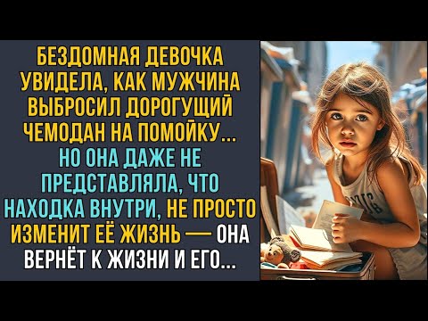 Видео: Бездомная девочка увидела, как мужчина выбросил дорогущий чемодан, открыв его    ИСТОРИИ ИЗ Ж