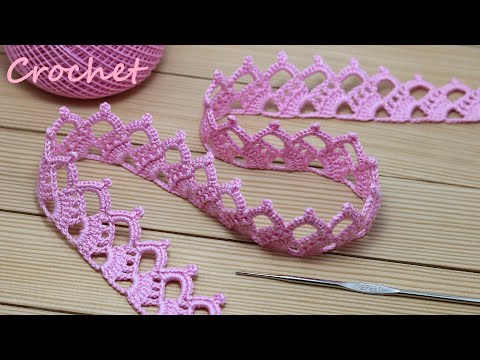 Видео: Простое ЛЕНТОЧНОЕ КРУЖЕВО вязание крючком КАЙМА мастер-класс  How to Crochet Lace Tape Ribbon