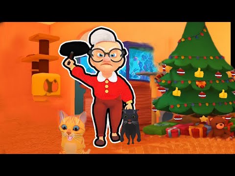 Видео: Кот и бабка #2. Наказала котов злая бабка . Игра Cat and Granny на TV Мяу