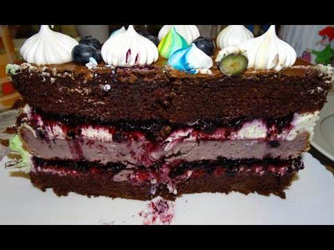 Видео: ПОТРЯСАЮЩЕ вкусный ШОКОЛАДНО-ЧЕРНИЧНЫЙ торт с ЧИЗКЕЙКОМ внутри!!!