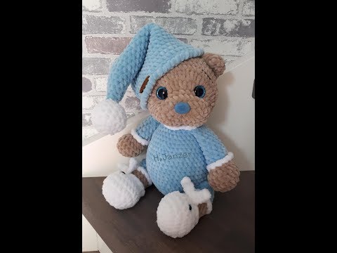 Видео: Мишка в пижамке 1 часть / knitted bear, örme ayı, oso tejido
