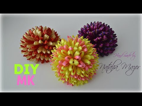 Видео: DIY./ Пышные банты из узкой ленты. Цветы канзаши Lush bows ribbon./Kanzashi tutorial