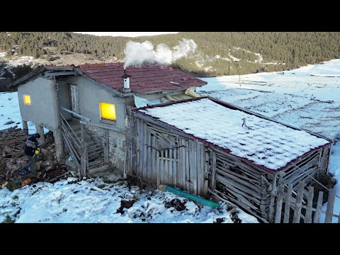 Видео: Спрятался в большом старом заброшенном охотничьем домике холодной зимней ночью.