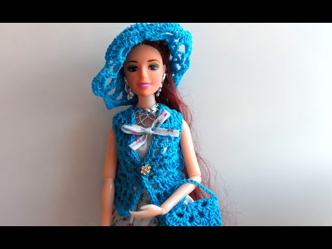 Видео: Одежда для куклы Барби крючком. Шляпка / Clothes for Barbie doll crochet. Hat