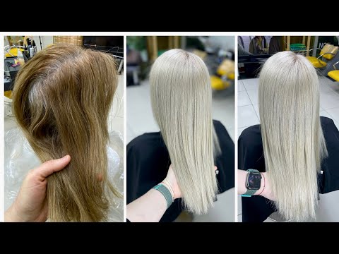Видео: Осветление волос 6.3 - 7.3  в платиновый холодный блонд. Красивый блонд без желтизны