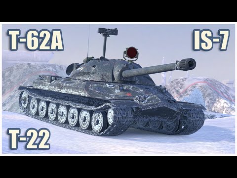 Видео: ИС-7, Т-22 ср. & Т-62А • WoT Blitz Gameplay