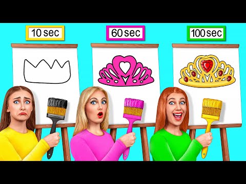 Видео: 10 Секунд vs 60 Секунд vs 100 Секунд Челлендж Рисунков | Сумасшедший Челлендж от Trend DO Challenge