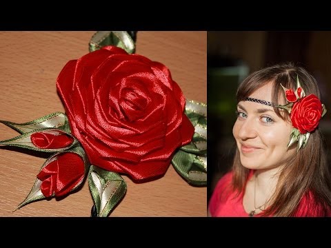 Видео: Роза Канзаши на Афинке (мастер класс) / DIY Kanzashi Rose