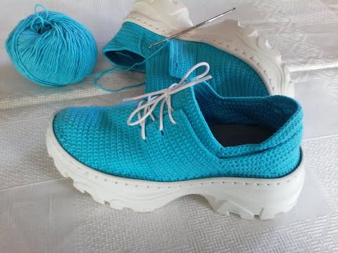 Видео: обувь вязаная крючком на подошве часть№1