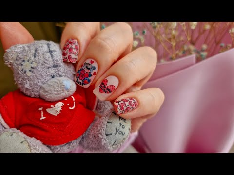 Видео: Маникюр на День влюблённых💘стемпинг + акварель 🧸