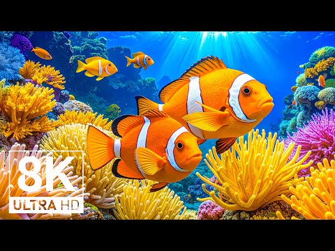 Видео: Аквариум 8K (ВИДЕО ULTRA HD) – Окунитесь в океан спокойствия | Коралловый риф для сна
