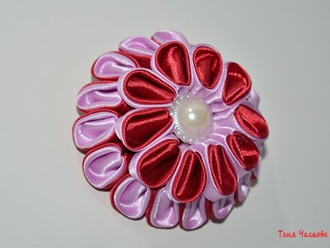 Видео: Заколка для волос в стиле канзаши/Hair clip in kanzashi style
