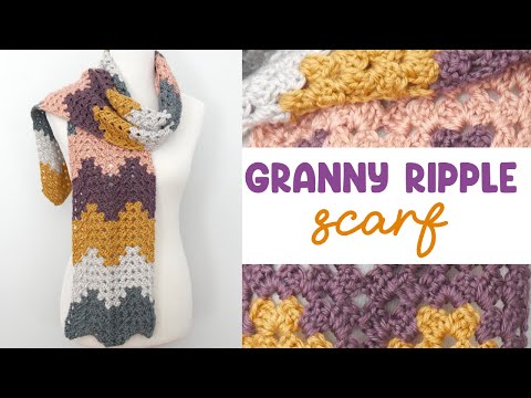 Видео: 🧶 Простой вязаный крючком шарф в стиле бабушкин рябь (повторяется один ряд, подходит для начинающ...